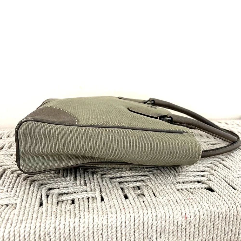 PRADA Olive Logo Canvas and Leather Tote Bag - Picture 7 of 13